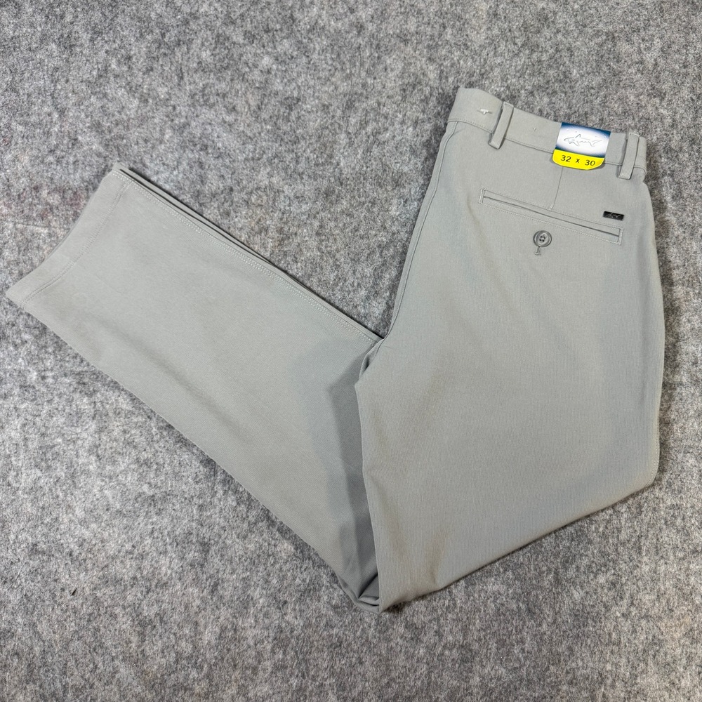Greg Norman Mens Gray Performance Golf Pants Stretch Flat Front 32x30 NWT